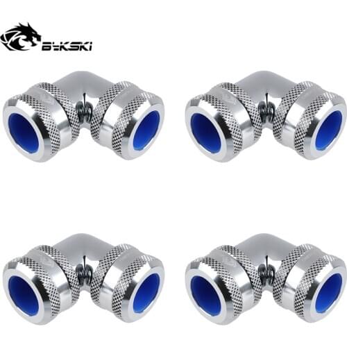 4pcs/lot Bykski Anti Falling OD 12MM ,14mm,16MM PETG PMMA Hard Tube 90 Degree Double Hand Compression Fittings