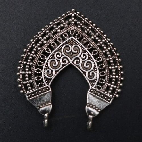 WKOUD 6pcs Silver Plated Retro Metal Heart-shaped alloy Connectors Necklace Earrings DIY Handmade Jewelry Charm Findings A1737