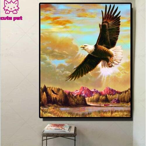 Diamond Embroidery fly eagle 5D Cross Stitch Diamond Painting Rhinestone forest Full Square round stones Beadwork Diamond Mosaic