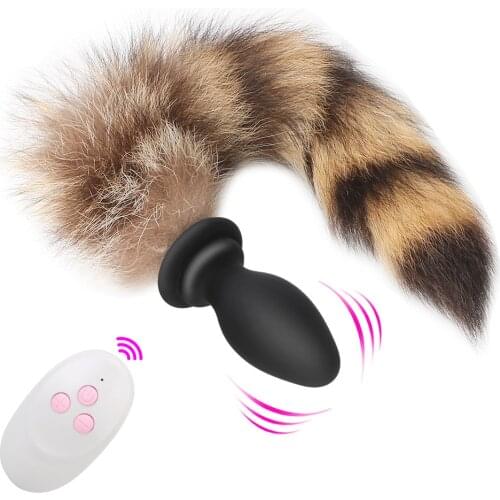 IKOKY 10 Frequency Fox Tail Anal Plug Vibrator Remote Control Sex Toys For Couples Anus Dilator Adult Game Vibrating Butt Plug