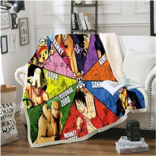 Anime One Piece Blanket Design Flannel Fleece Blanket Printed Sofa Warm Bed Throw Blanket Adult Sherpa Blanket style-8
