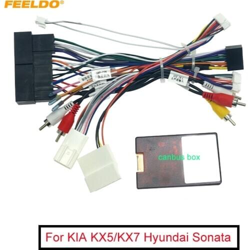 Car 16pin Audio Wiring Harness With Canbus Box & Amplifier For KIA KX5/KX7 Hyundai Sonata 9 Stereo Installation Wire Adapter