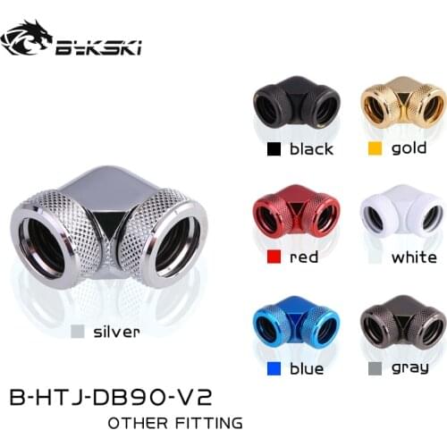 Bykski pc water cooling 90 degree Fitting tube connector Sliding tubing for OD14mm hard tube G1/4'' 4seal rings B-HTJ-DB90-V2