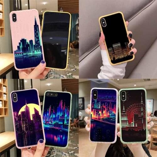 Neon city Trolley Suitcase Texture Phone Case For IPhone 11 Pro Max X XS MAX 8 7 6S Plus