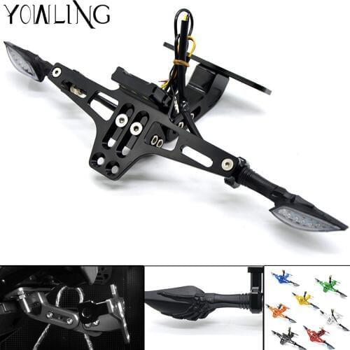 CNC Aluminum Motorcycle License Plate Frame With Led Indicator White Light for YAMAHA TMAX 530 2012-2016 TMAX500 2008-2011