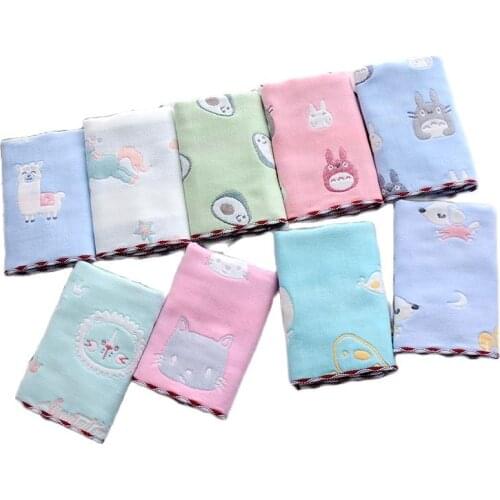 Baby Cotton Square Handkerchief Cartoon Jacquard Towel Baby Small Wipe Cloth Newborn Baby Face Towel Bib Feeding Towel Stuff