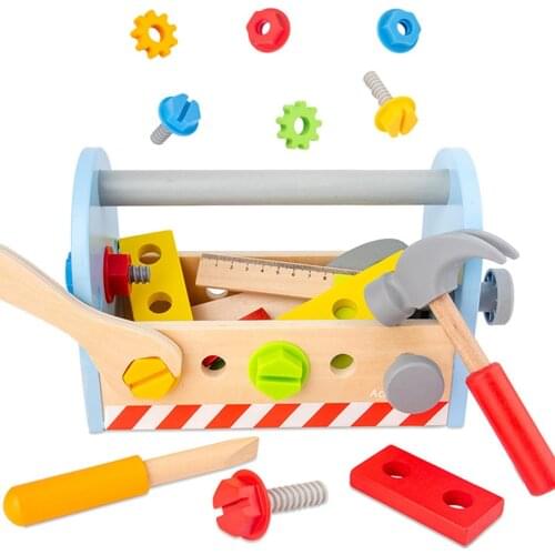 Children Toolbox Toy Wooden Pretend Game Puzzle Montessori Disassembly Set Simulation Multifunctional Repair Carpenter Tool Gift