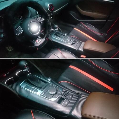 For Audi A3 2014-2019 Interior Central Control Panel Door Handle 3D/5D Carbon Fiber Stickers Decals Car styling Accessorie