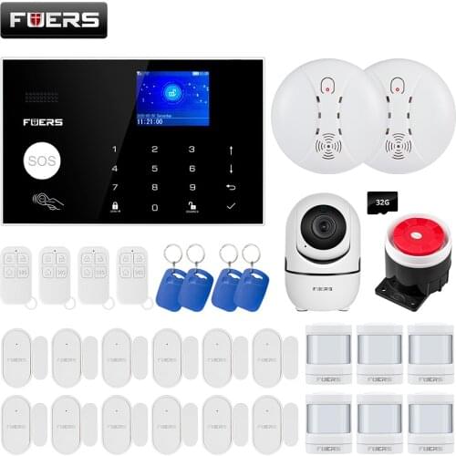 Fuers 4G Signal WIFI Tuya APP Smart Home Alarm System Support Remote Control Switched Host Language Indoor Camera Door Sensor