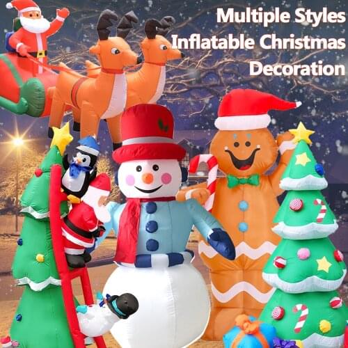 7.6ft Tall Christmas inflatable Santa Claus Red Car with Christmas Tree & Penguin LED Lights Outdoor Toys Family Decorations