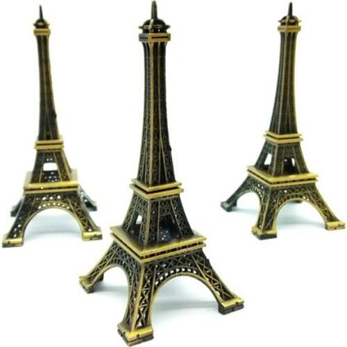 Hot Sale! 3pcs 10cm Bronze Tone Paris Eiffel Tower Figurine Statue Antique Home Decoration Vintage Metal Crafts Model 011030010