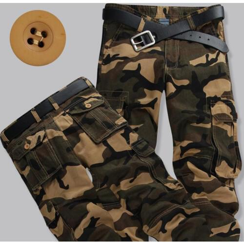 Hot 2019 Outdoor Sport Army Thicken Mens Multi-pocket overalls military camouflage Camping Hiking Commando Cargo Pants Men
