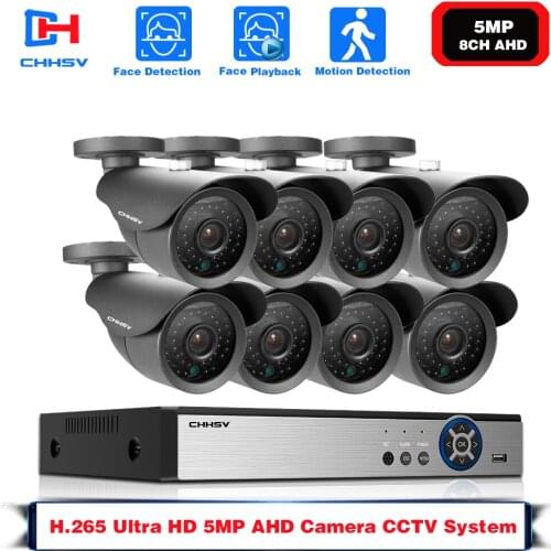 H.265 8CH 5MP HDMI AHD DVR NVR Kit Up To 16CH CCTV System 5MP Indoor Outdoor AHD Camera Video Security Surveillance Set