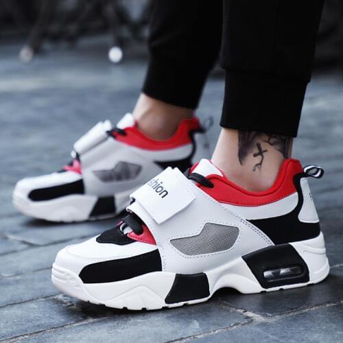 Pu Leather Bubble Shoes Man Sports Sneakers for Men Running Shoes Man Sport Shoes Male White Red Mens Tennis Gym Workout E-291