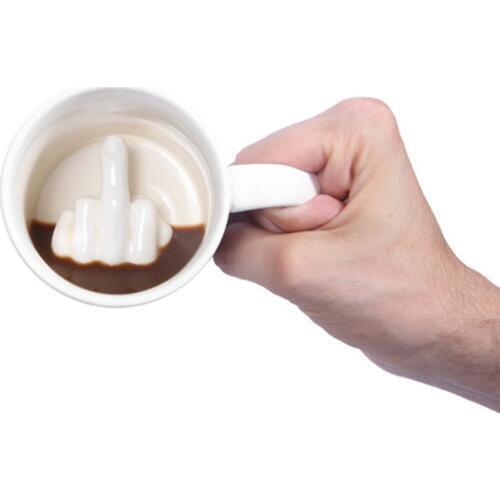 300ml Creative Design White Middle Finger Ceramics Mug Novelty Style Mixing Coffee Milk Tea Cup Funny Ceramic Mug Water Cup