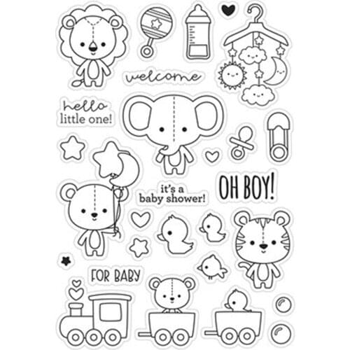 Metal Cut Dies & Clear Stamp Of Lion Bird Elephant Train Sky Star Handbook DIY Card Scrapbooking Paper Embossing Stencil Seal