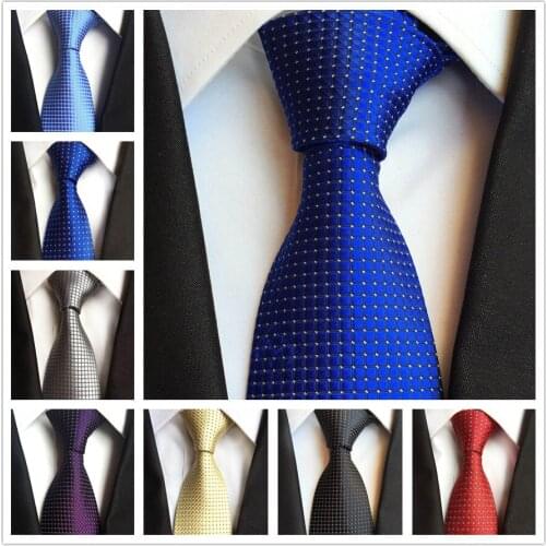 8cm Men Formal Necktie Geometric Checkers Grids Ties High Quality Woven