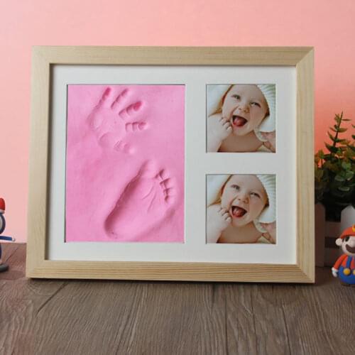 New DIY Baby Hand&Foot Print Casting Kit Newborn Non Toxic Handprint Footprint 3 Photo Frame Childrens Growth Memorial Gifts