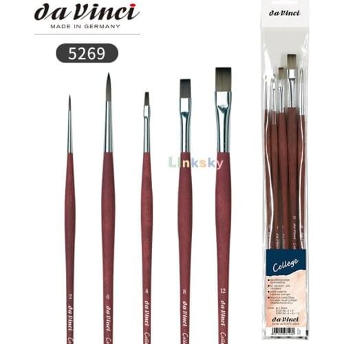 Da Vinci Oil & Acrylic Series 5269 College Synthetic Paint Brush Set, Multiple Sizes, 5 Brushes (Series 8730 and 8740)