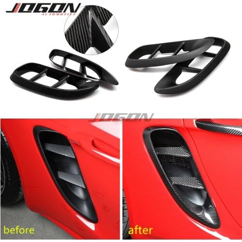 Real Carbon Fiber Side Air Vent Outlet Cover Trim Sticker Decoration For Porsche 718 Boxster Cayman 2016 - 2019