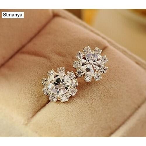 New FASHION Spherical Crystal Flower Stud Earrings For Women earings fashion jewelry For Women Gift Earring #1-12062