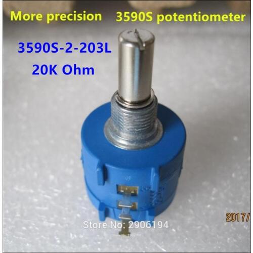 5pc 3590S-2-203L 3590s 20k ohm potentiometer switch 10 ring precision adjustable resistor multi turn potentiometer 3590s-2-203l