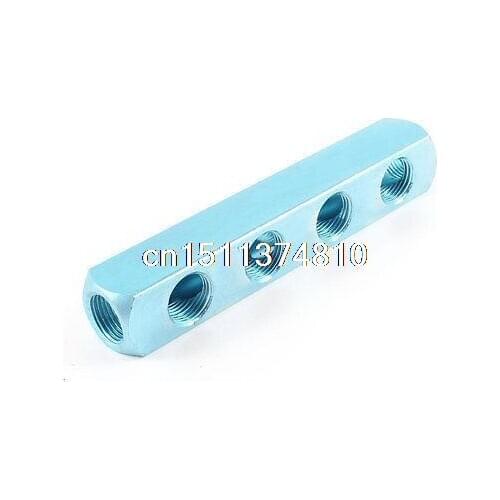 1/2"PT Air Pneumatic 4 Positions 7 Thread Ports Aluminum Manifold Block Splitter
