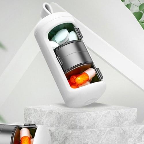 Portable Pill Medicine Box Case Bottle 3 Grids Cache Drug Holder Container Keychain Pill Box Splitters 4 Colors