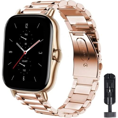 Watch band For Amazfit GTS/2/2e/GTS2 Mini/GTR 42mm/47mm/GTR2/2e/stratos 2/3 Stainless steel 20mm 22mm Bracelet Amazfit bip strap