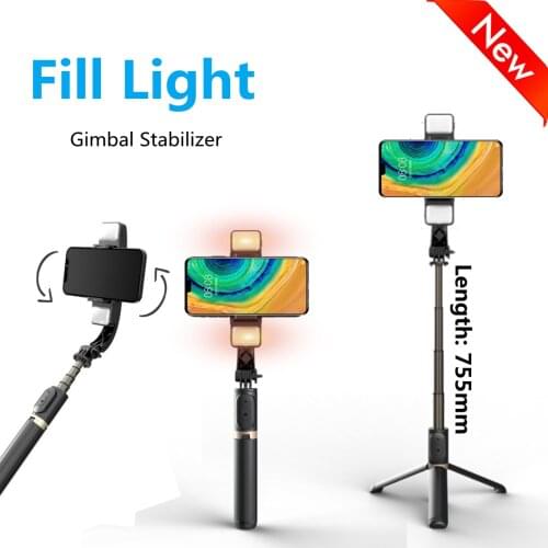 Roreta New Handheld Gimbal Stabilizer Wireless Bluetooth Phone Selfie Stabilizer With Fill light shutter For IOS Android
