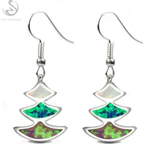 SHUNXUNZE Luxury Blue Pink Mix Fire Opal Engagement Wedding Jewelry & Accessories earrings for women charms Rhodium Plated R3579