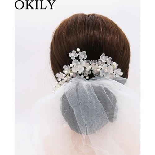 Handmade Wedding Hair Accessories Acrylic Floral With Pearl Bridal Hair Women Accessories Valentines Gift