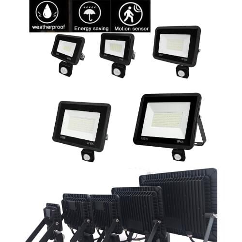 LED FloodLight Reflector Spotlight outdoor Exterior Lighting optional pir motion sensor Street Lights Garden Lamp Wall Lamps Wat