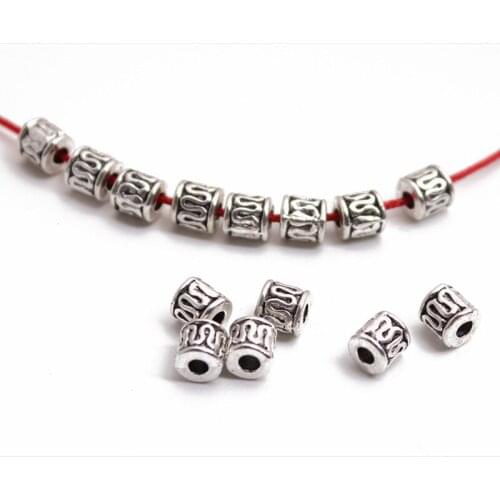 Tibetan silver Barrel-spacer beads charm metal loose beads DIY handmade bracelet necklace jewelry making accessories 5,7mm 50pcs