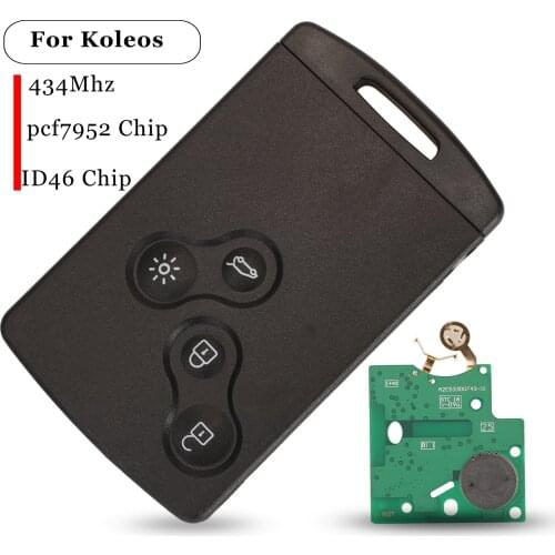 Jingyuqin 10pcs 4 Buttons Smart Remote Keyless Go For Renault Koleos 2009-2016 434MHz FSK ID46-PCF7952