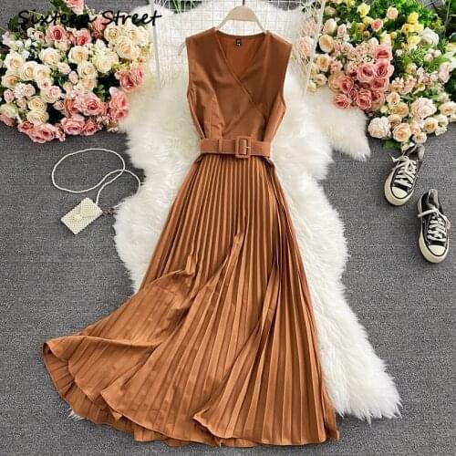 Dresses for Women Summer Sleeveless High Waist V Neck Draped Sexy Dress Female Y2k Vestido De Mujer Korean Clothing Women 2021