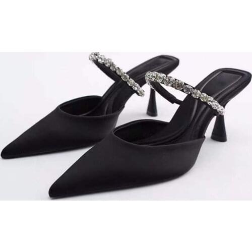 ZAR Womens Shoes 2020 New Thick Heel Sandals Open Toe With Transparent Square Toe Mid-High Heel Sandals And Slippers Plus Size