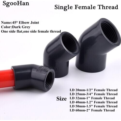 1/2"~2" Single Female Thread 45° Elbow Connector Planting Frame Plastic Joint UPVC Pipe 45° Elbow Socket Fish Tank Connectors