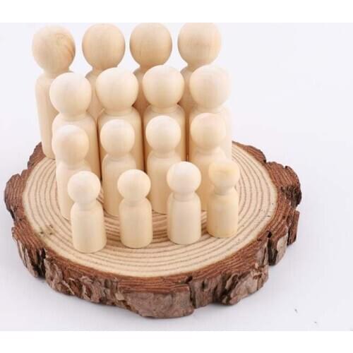 100PCS 1.7"(43mm) Peg Dolls Natural Unfinished Wood Dolls Turnings-Ready For Paint-Waldorf People Wood Gentleman Dolls BPA Free
