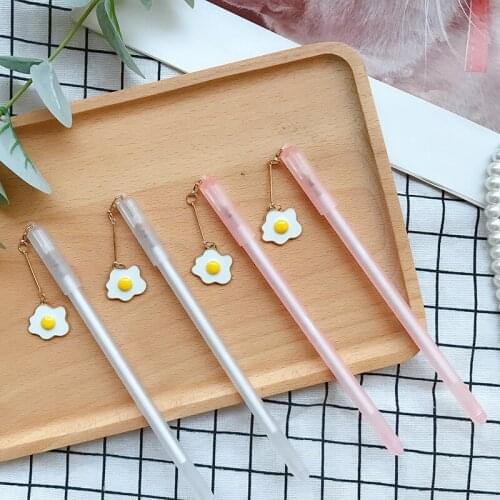 36 pcs/lot Creative Fried Egg Pendant Gel Pen Cute 0.5 mm Black ink Signature Pens Promotional Gift Stationery School Supplies