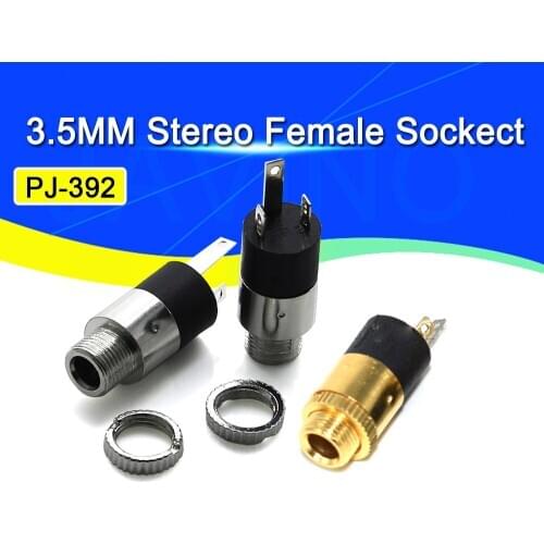 5PCS/LOT PJ392 3.5mm Stereo Female Sockect Jack with Screw 3.5 Audio Headphone Connector PJ-392 Javino