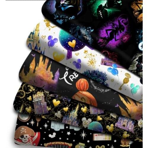 50*145cm Cartoon Castle Polyester Cotton Fabric for Tissue Sewing Quilting Fabrics Needlework Material DIY Handmade,1Yc20929