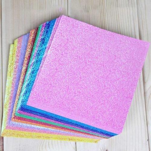 50pcs/set Square Origami Paper Single Side Shining Folding Solid Color Papers Kids Handmade DIY Scrapbooking Craft Decoration
