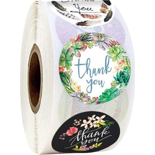 500pcs/Roll Floral Thank You Stickers Sealing 8 Design Flower Labels Stickers For Wedding Baking Gift Decoration Label Sticker