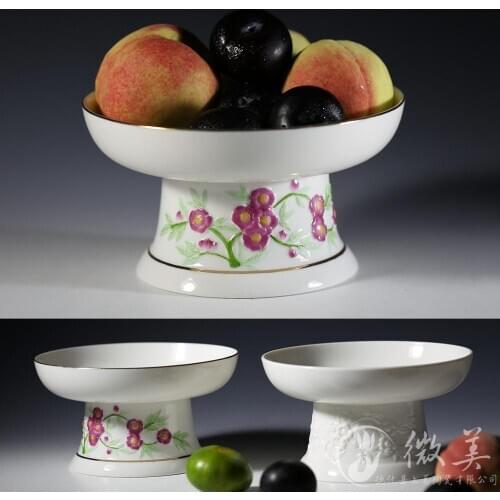7 inch tall circular disc for fruit compote for Buddha fruit plate ceramic Lotus Buddhist articles dedicated to decoration