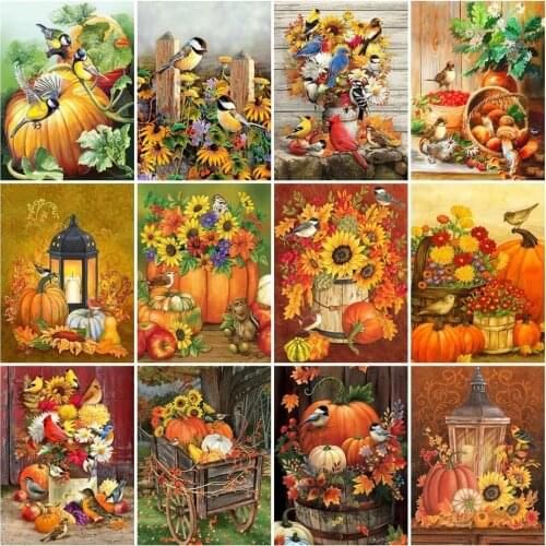Embroidery Diamond Pastoral Sunflower Pumpkin Adults Crafts Home Room Decor Paint 5D Diy Handmade Jewel Cross Stitch
