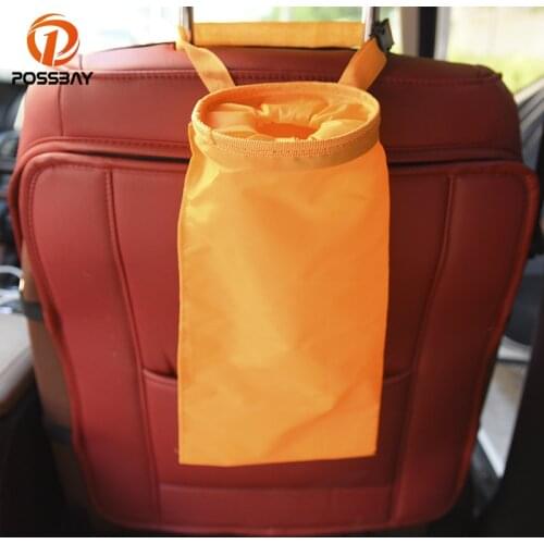 POSSBAY Car Trash Bag Garbage Can Dust Rubbish Bin Box Auto Seat Back Bag Hanging Black/Blue/Red/Pink/Rose Red/Orange/Yellow