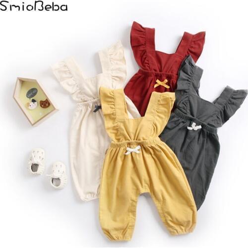Baby Newborn Girls Rompers Clothes Autumn Winter Strap Infant Kids Clothing Colorful Long Jumpsuit with Bow Babies Rompers Kids