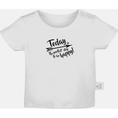 Today Is the Perfect Day to Be Happy Design Newborn Baby T-shirts Lightning Flash Graphic Solid Color Short Sleeve Tee Tops