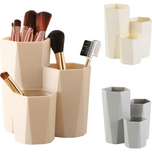 Make-Up Brush Storage Box 3 Lattices Makeup Tools Nail Polish Holder Boxes Pen Eyebrow Pencil Holder Rack Cosmetics Organizer